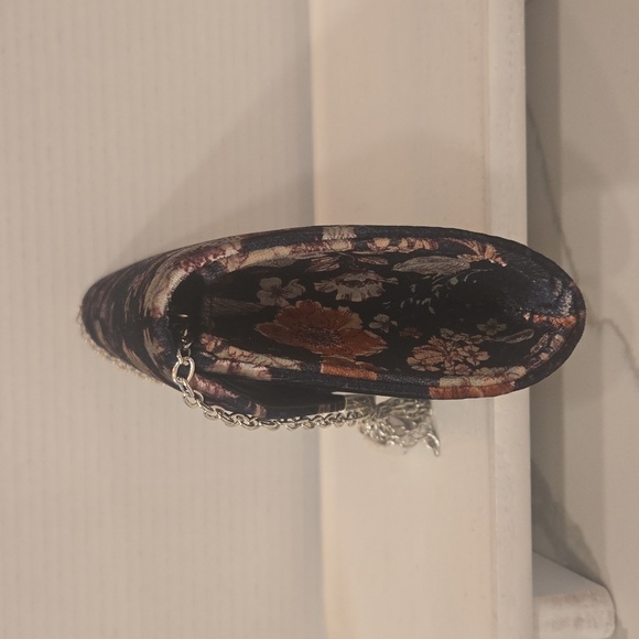 Floral Velvet Convertible Clutch Shoulder Evening Formal Black - Picture 5 of 5